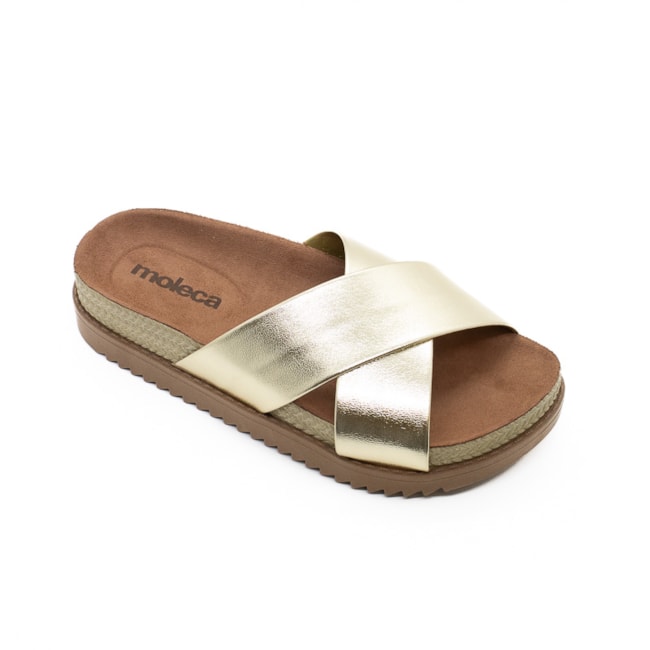 Tamanco Rasteiro Moleca Feminino Dourado