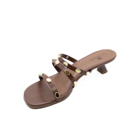 Tamanco Salto Baixo Lu Rezende Feminino Conhaque