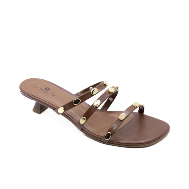 Tamanco Salto Baixo Lu Rezende Feminino Conhaque