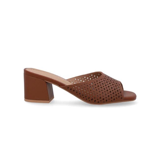 Tamanco Salto Baixo Usaflex Feminino Canela