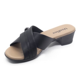 Tamanco Salto Baixo Usaflex Feminino Preto