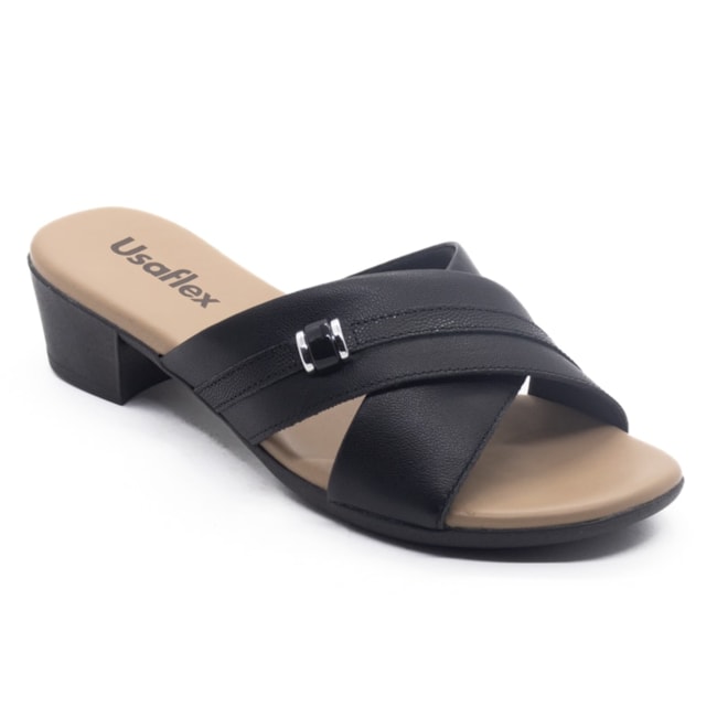 Tamanco Salto Baixo Usaflex Feminino Preto