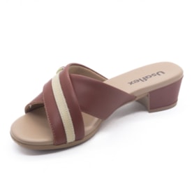 Tamanco Salto Baixo Usaflex Feminino Telha Tamanco Salto Baixo Usaflex Feminino Telha