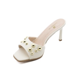 Tamanco Salto Médio Lu Rezende Feminino Porcelana