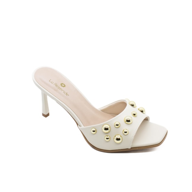 Tamanco Salto Médio Lu Rezende Feminino Porcelana