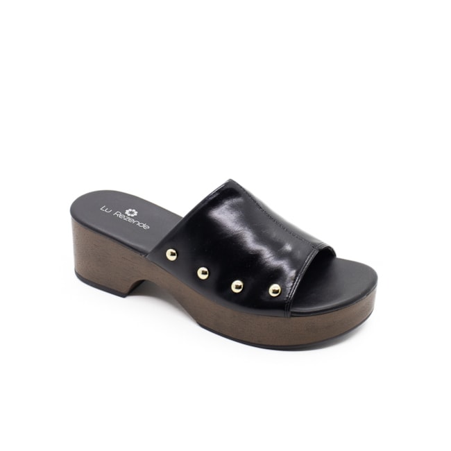Tamanco Salto Médio Lu Rezende Feminino Preto