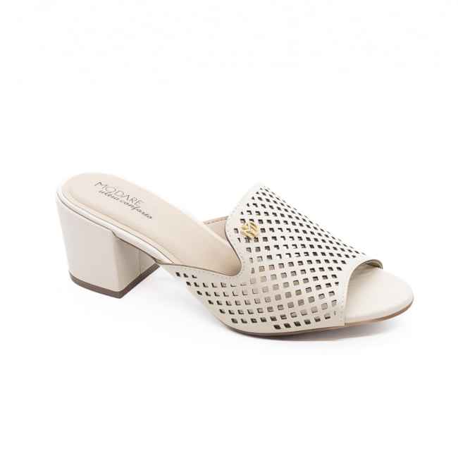 Tamanco Salto Médio Modare Feminino Creme