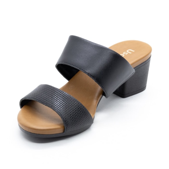 Tamanco Salto Medio Usaflex Feminino Preto
