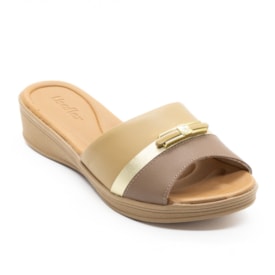 Tamanco Usaflex Anabela Feminino Amendoa