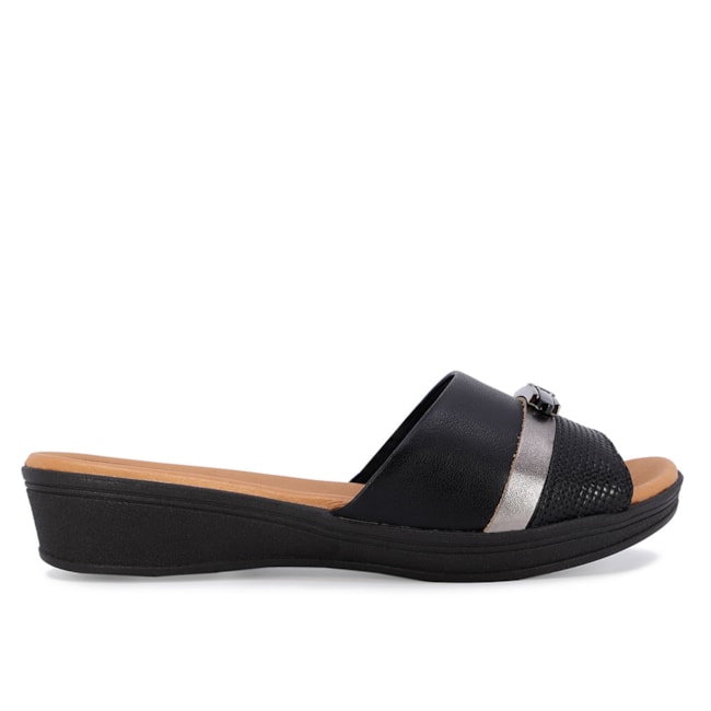 Tamanco Usaflex Anabela Feminino Preto