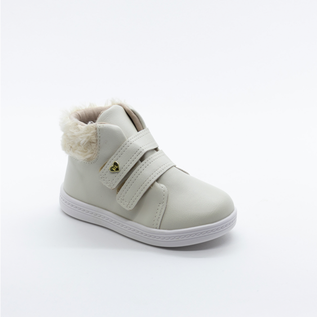 Tênis Casual Cano Longo Infantil Feminino Branco Off