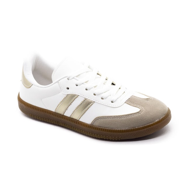 Tênis Casual Danny Feminino Branco e Ouro