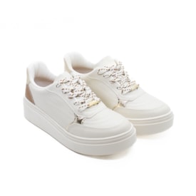 Tênis Casual Flat Vizzano Feminino Branco Off