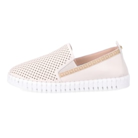 Tênis Casual Slip On Em Couro Luz Da Lua Feminino Gorgurao