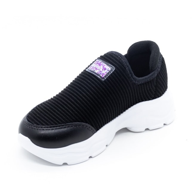 Tenis Casual Slip On Molekinha Infantil Feminino Preto