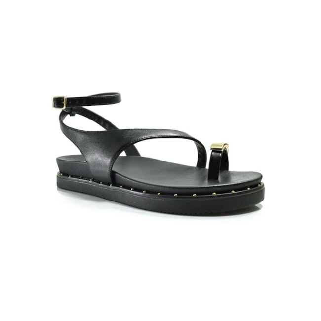 Via Marte Sandalia Flat Baixa Fem Ad 169-016 Preto